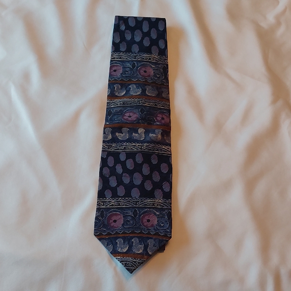 J. Garcia Collection Nine Snail Garden Blue and Purple Patterned Tie
